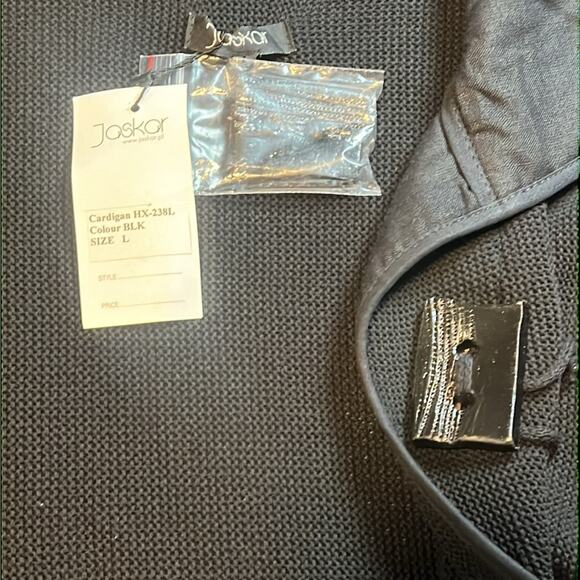 NWT Jaskar Black Chunky Button Closure Neck Collared Cardigan Women's Size Large - Picture 6 of 8